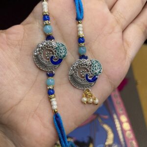 Premium Bhaiya Bhabhi Rakhi Combo with Silver Token, Chandan Tika & Card