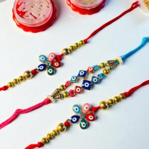 Vibrant Evil Eye Rakhi Set – Pack of 3 Designer Rakhis