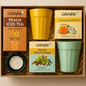 Custom Girnar tea gift box with cups for B2B gifting