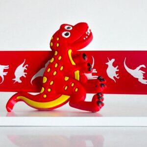 Red Dinosaur Slap Band Rakhi for Kids | Fun Silicone Rakhi for Boys |